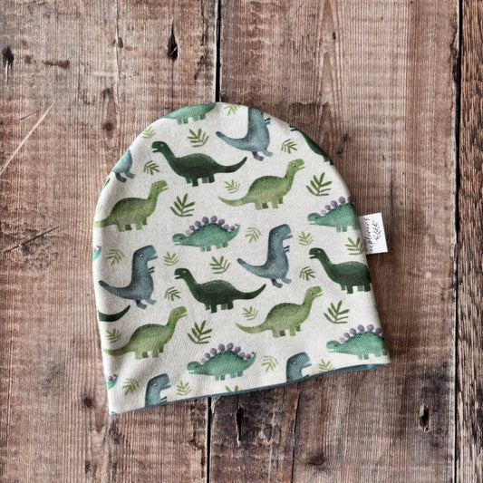 Blue Dinos Bobble Hat 0-6m (sea blue inside) NO POM POM