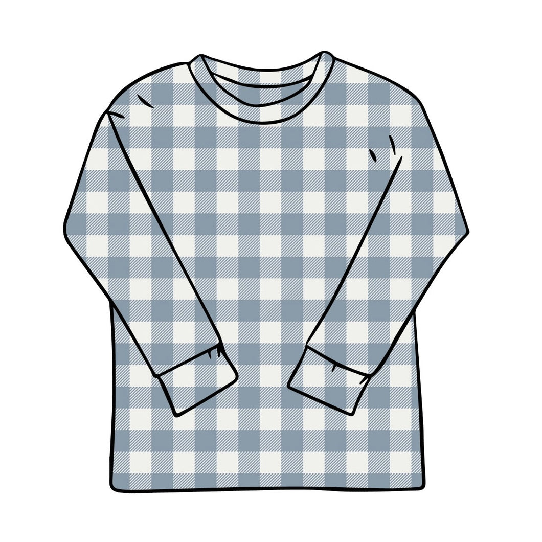 Denim Gingham Long Sleeve T-Shirt