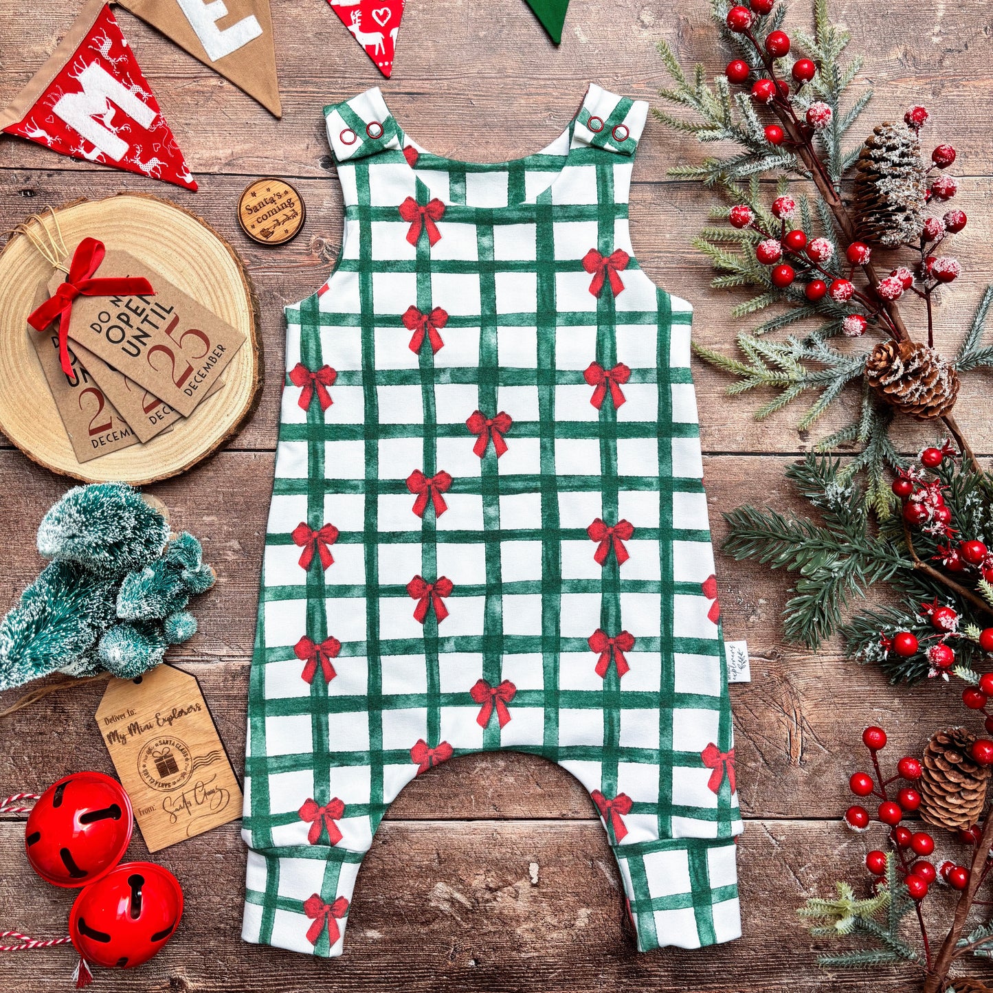 Christmas Gingham Romper 3-6m