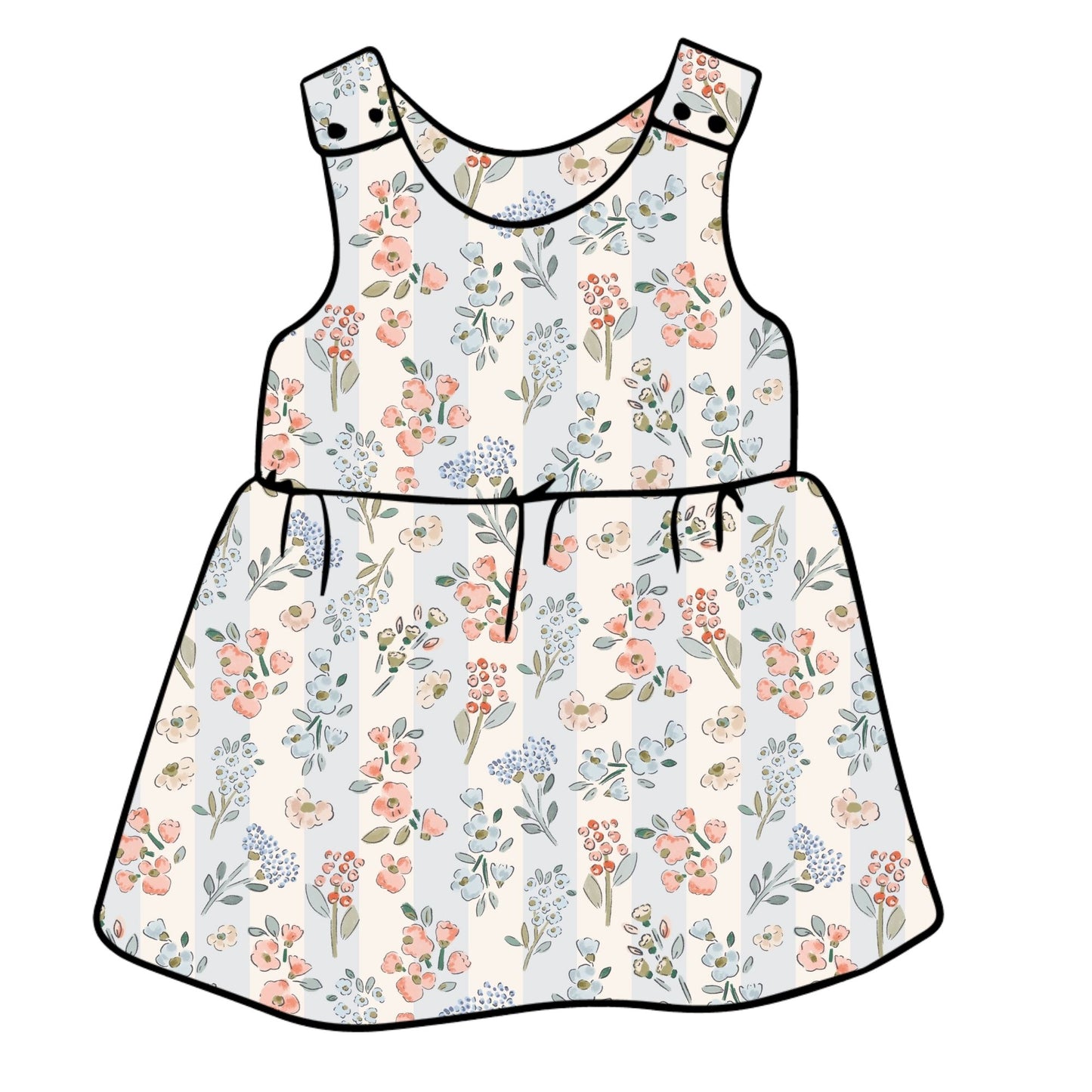 Floral Stripes Child & Baby Pinafore Dress