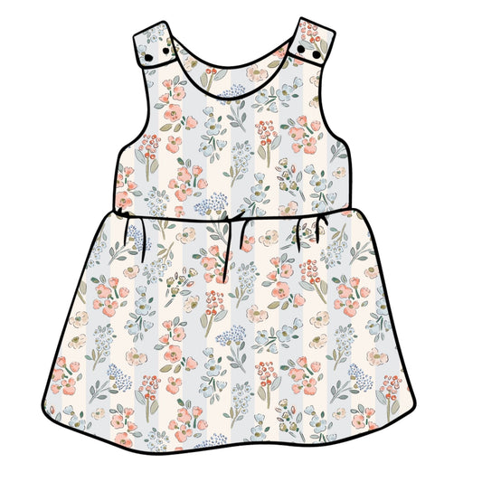 Floral Stripes Child & Baby Pinafore Dress