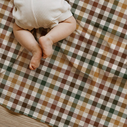 Autumn Plaid Baby & Toddler Muslin Swaddle Blanket