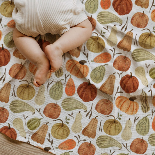Autumn Squashes Baby & Toddler Muslin Swaddle Blanket