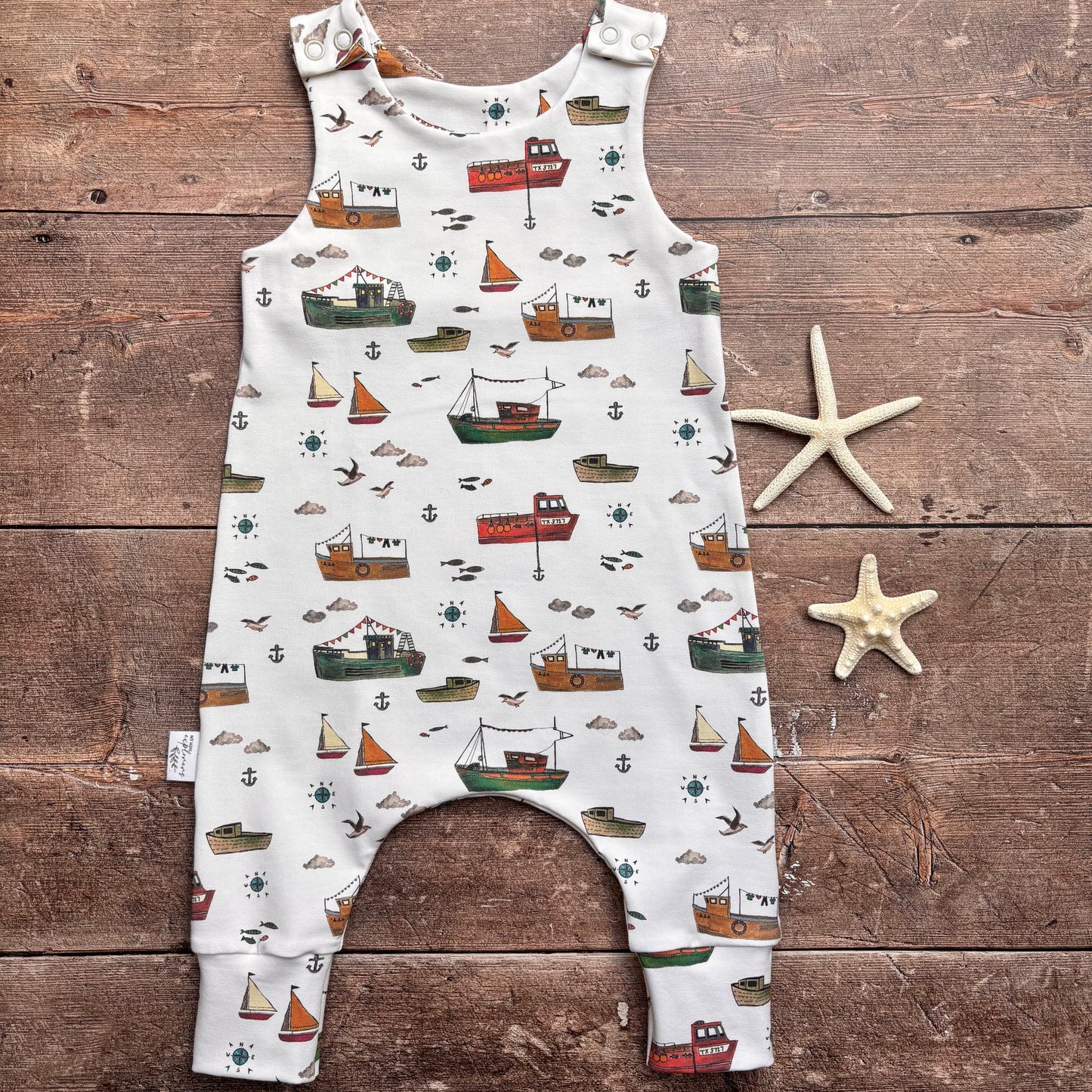 Fishing Boats Romper 6-9m