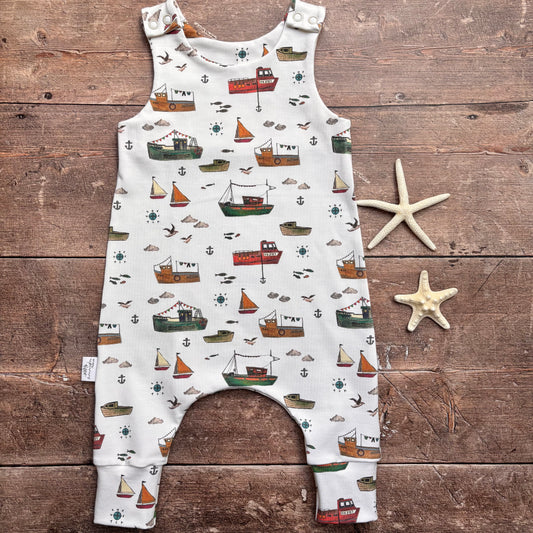 Fishing Boats Romper 6-9m