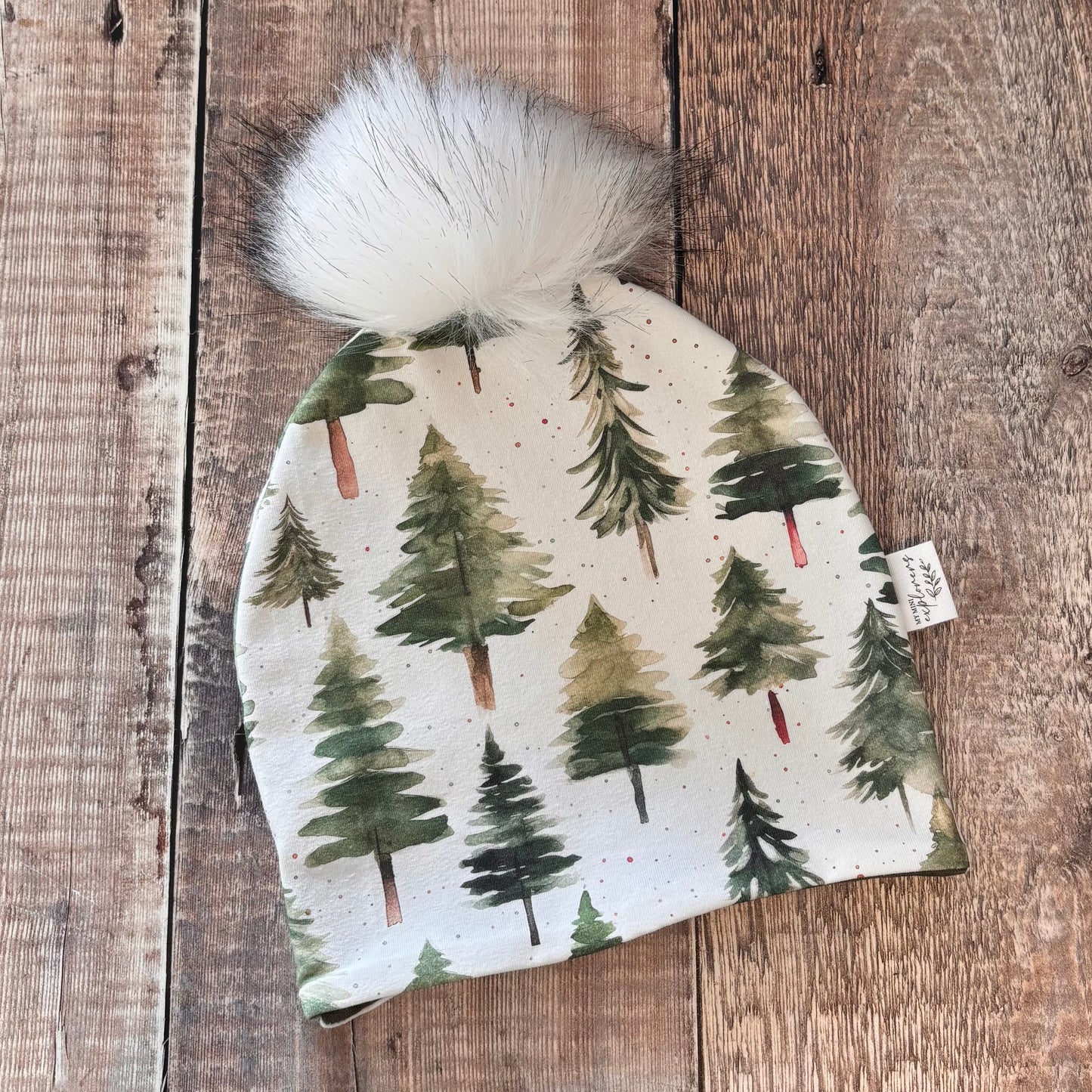 Scandi Woodland Bobble Hat 2-4 years (army inside)