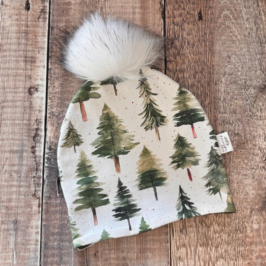 Scandi Woodland Bobble Hat 2-4 years (army inside)