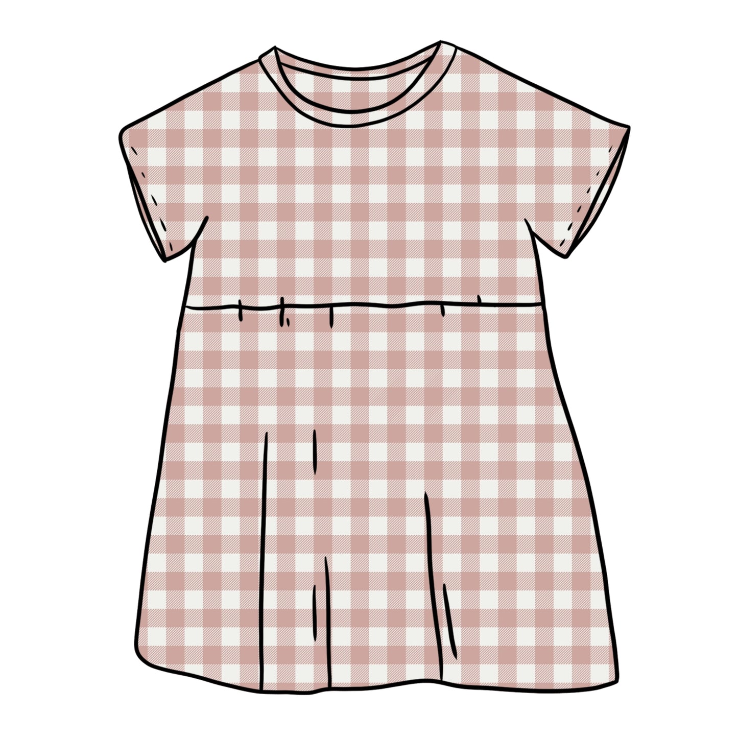 Rose Gingham Short Sleeve Dress