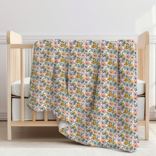 Sunny Blooms Sherpa Blanket