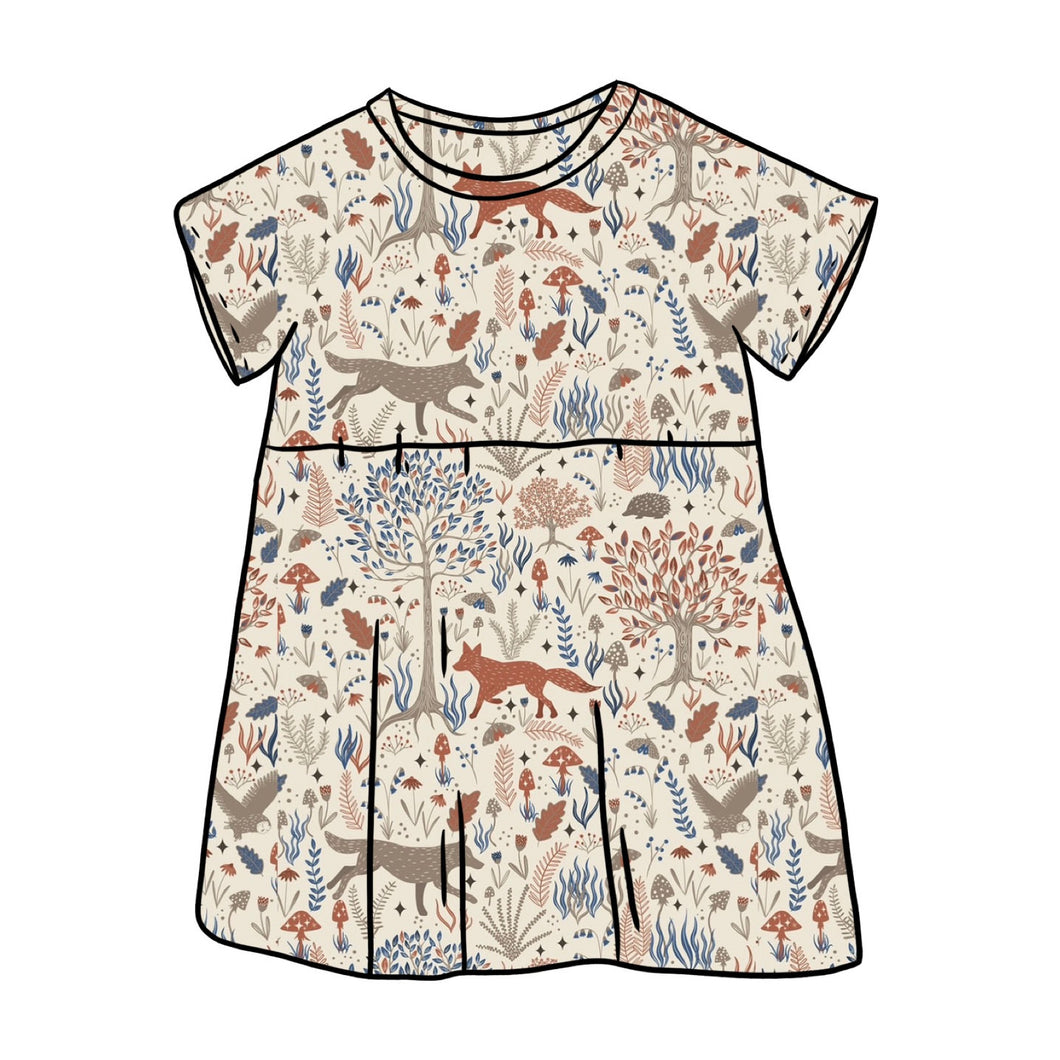 Autumn Forest Short Sleeve Dress