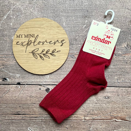 Cóndor Cotton Rib Ankle Socks - CHERRY