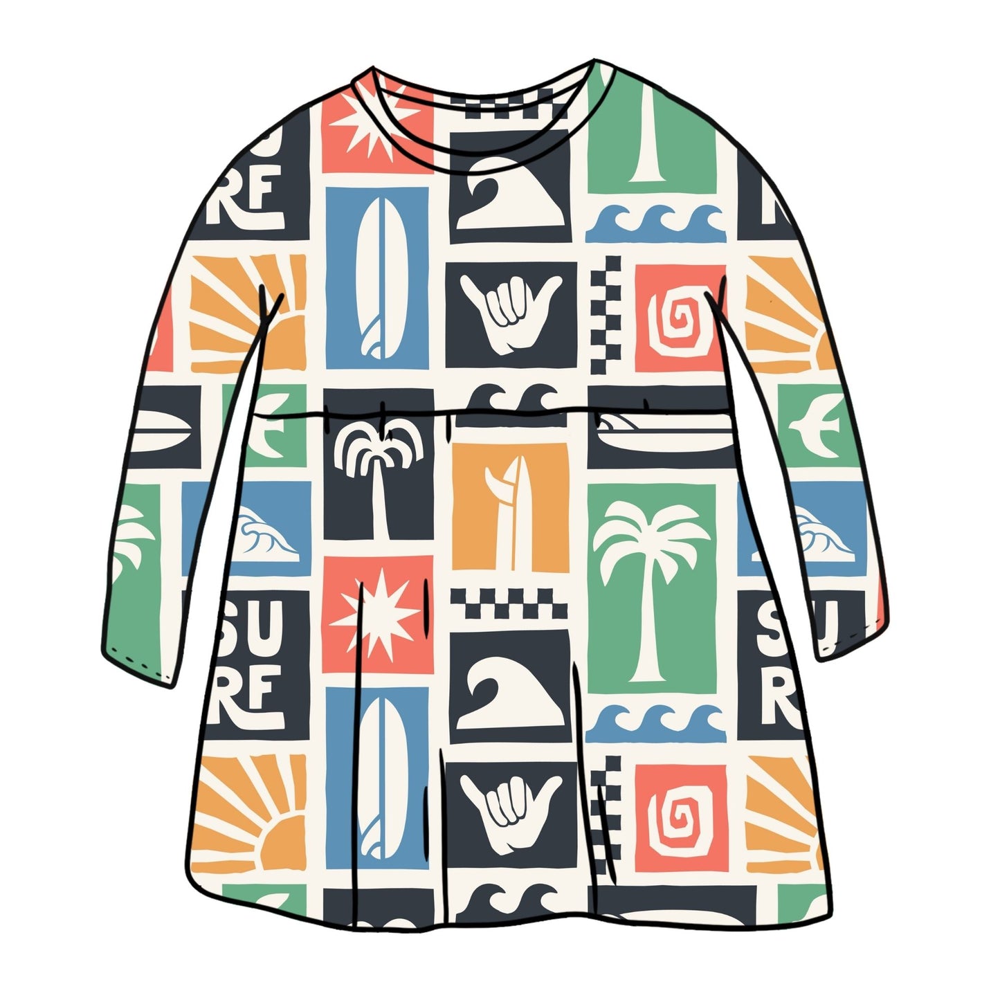 Surfing Child & Baby Sleeved Dress - 3 options