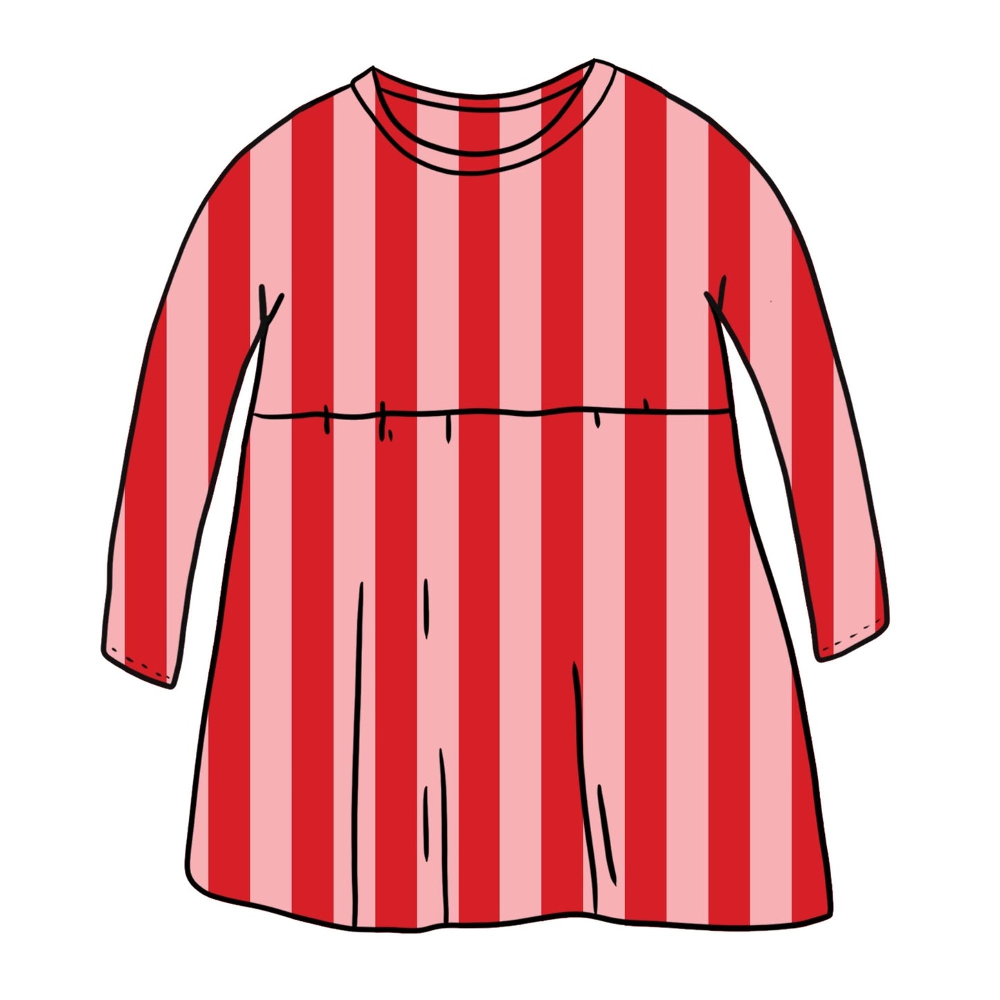Pink & Red Stripes Child & Baby Sleeved Dress - 3 options