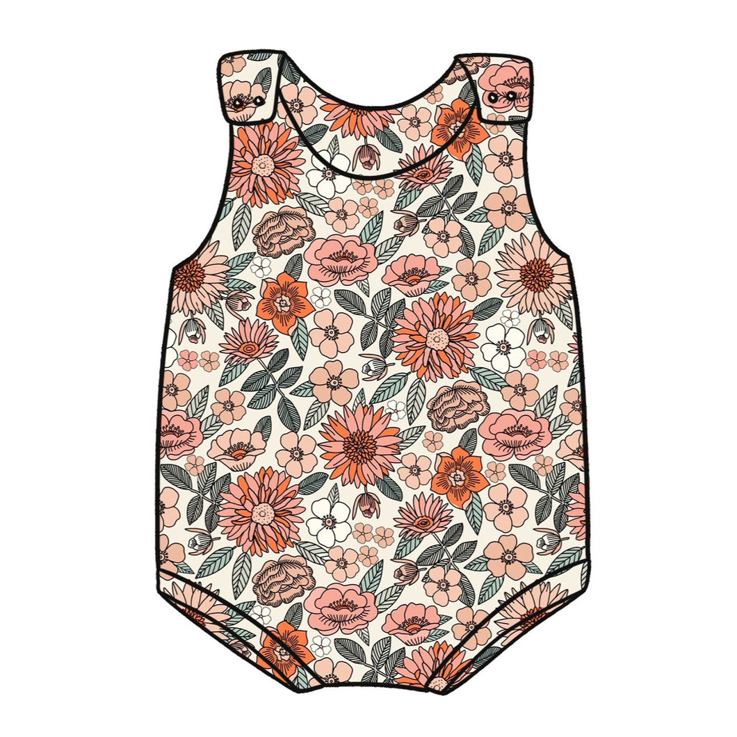 Retro Floral Bloomer Romper