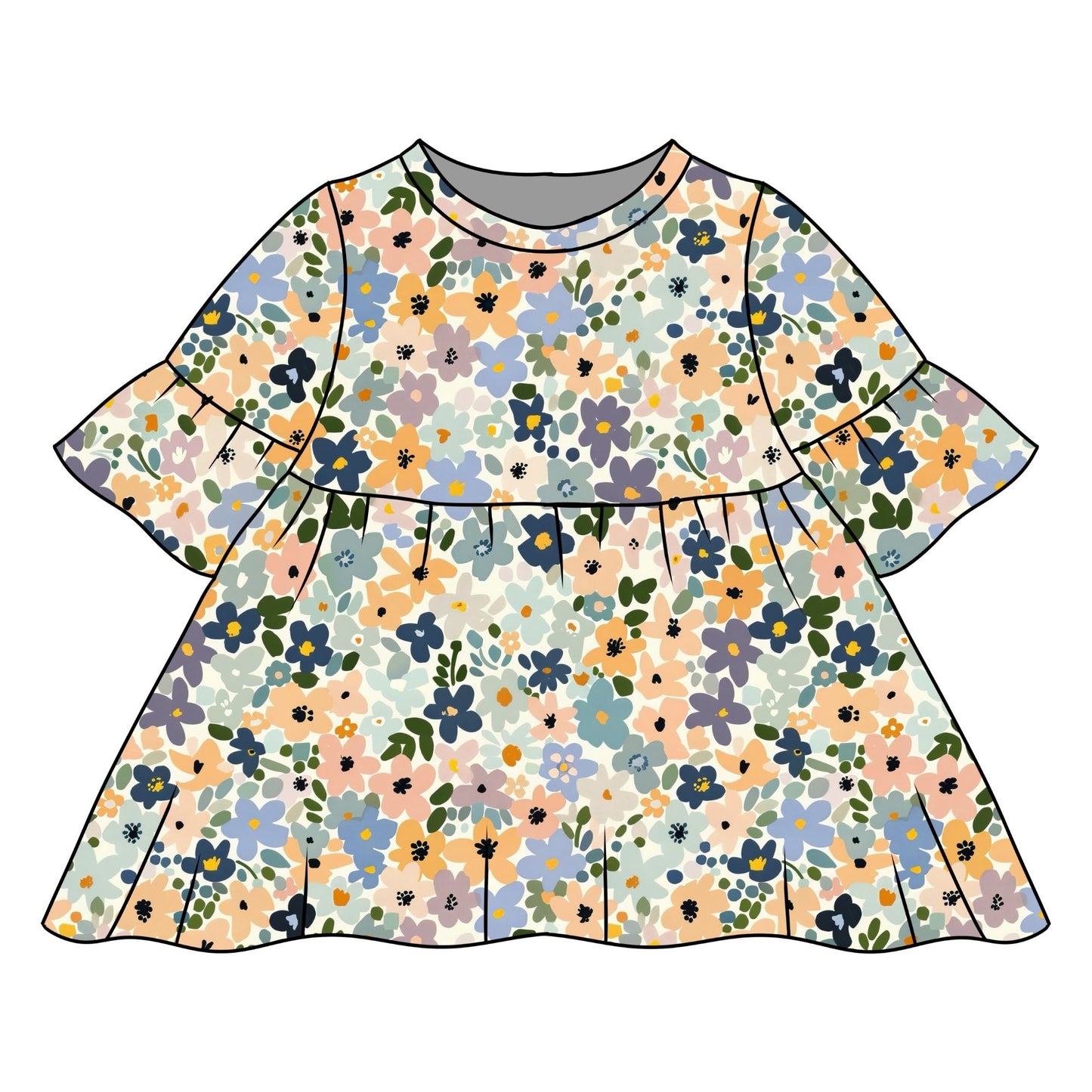 Wildflower Confetti Child & Baby Sleeved Dress - 3 options