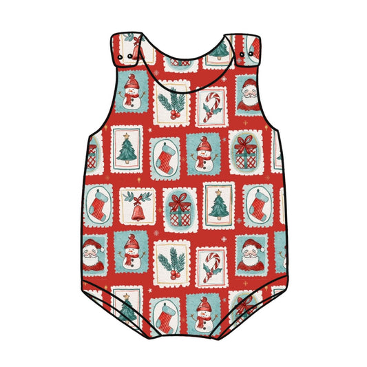 Christmas Stamps Child & Baby Bloomer Romper