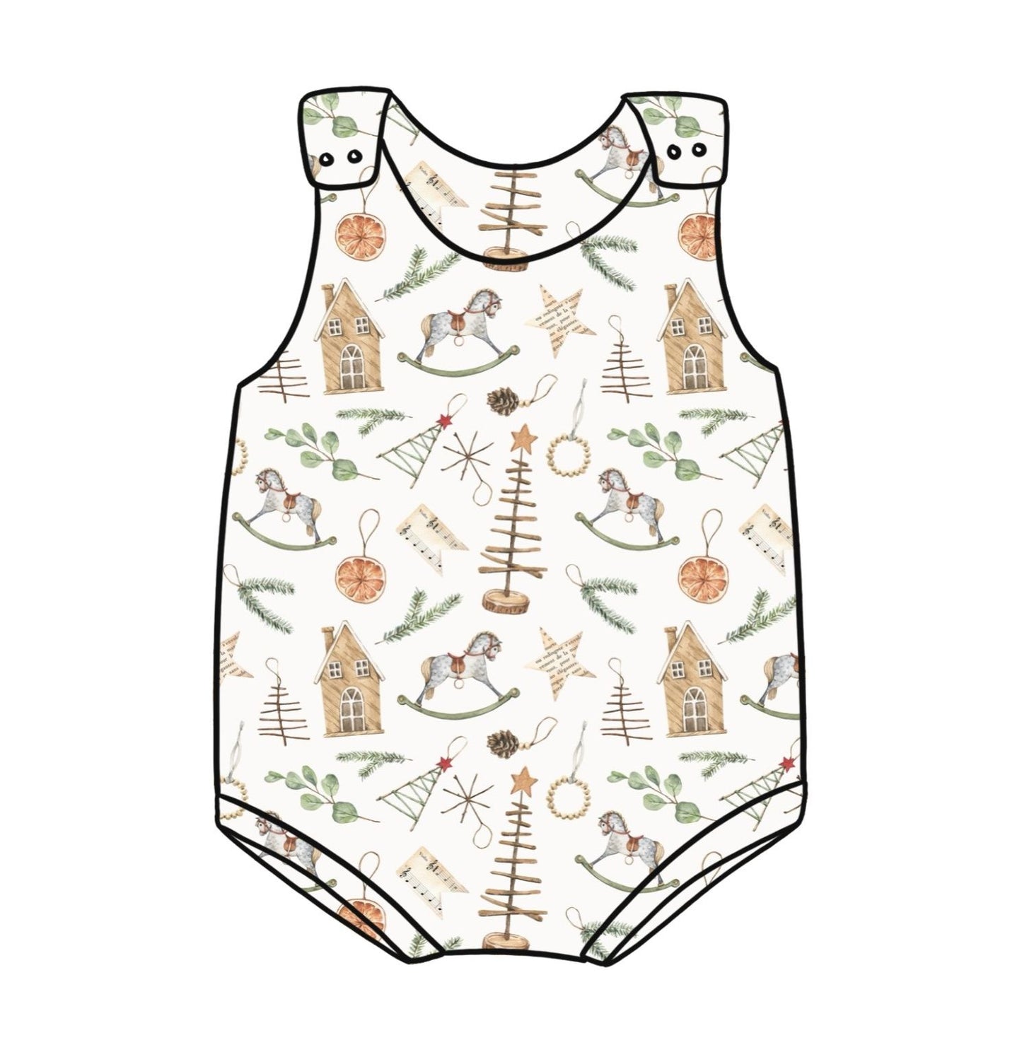 Scandi Christmas Child & Baby Bloomer Romper