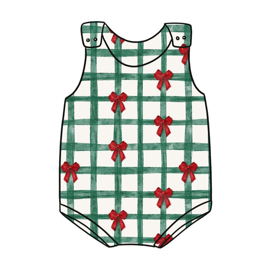 Christmas Gingham Child & Baby Bloomer Romper