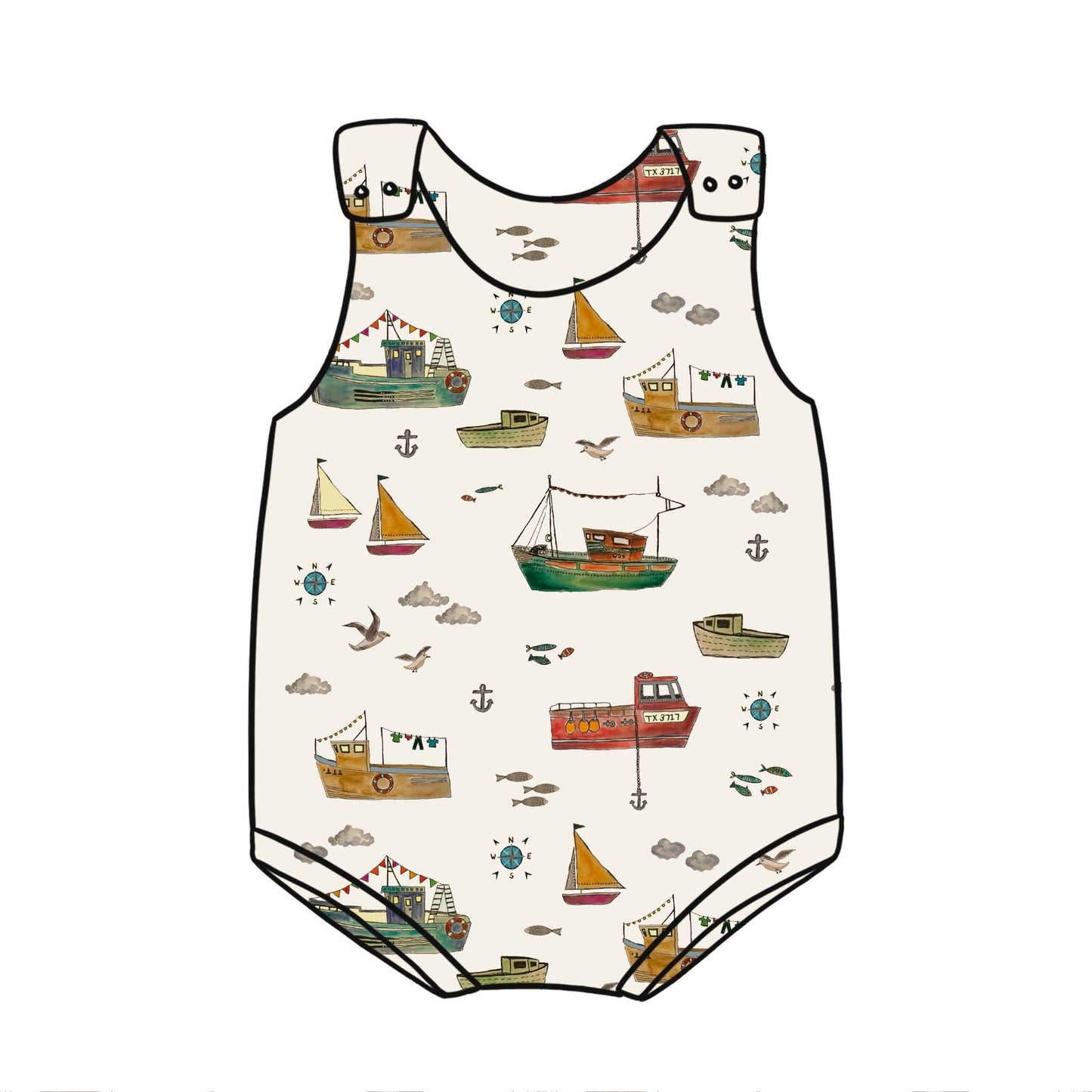 Fishing Boats Child & Baby Bloomer Romper