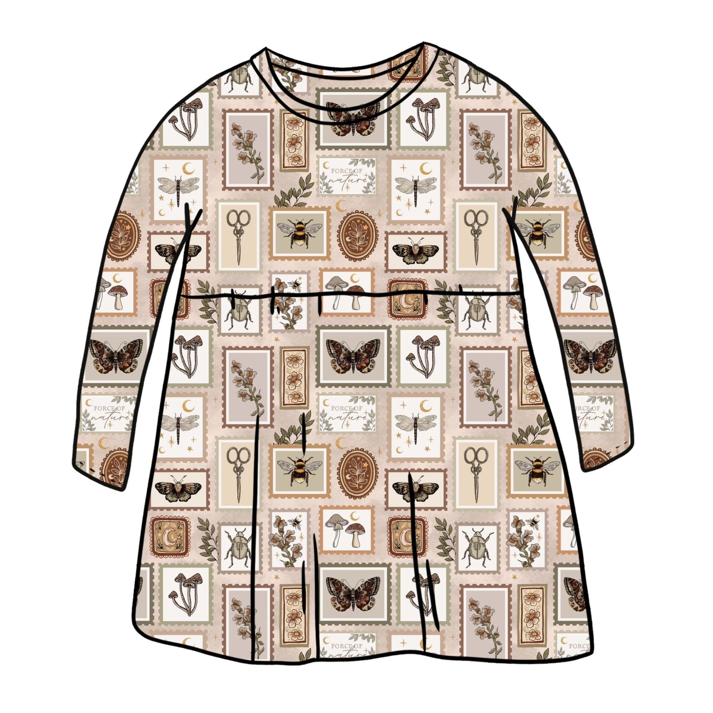 Botany Stamps Child & Baby Long Sleeve Dress