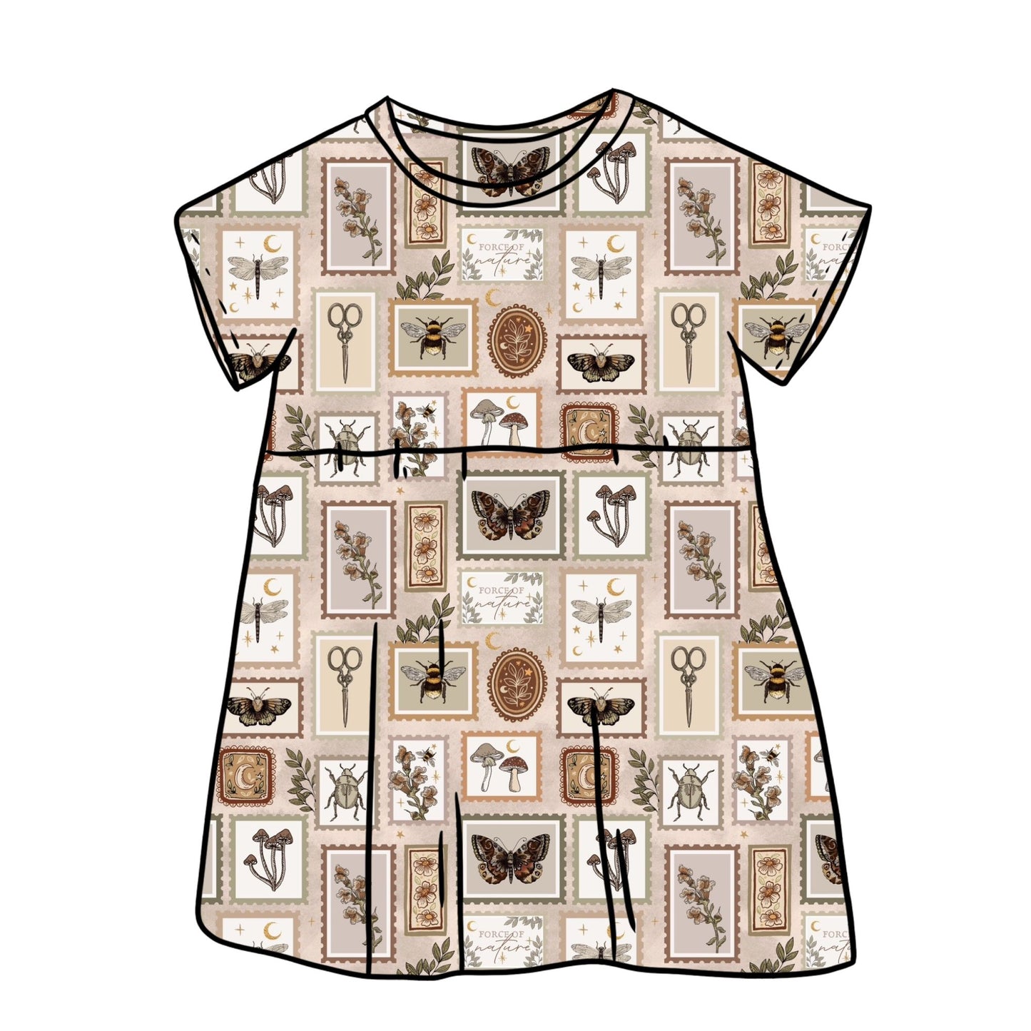 Botany Stamps Child & Baby Short Sleeve Dress