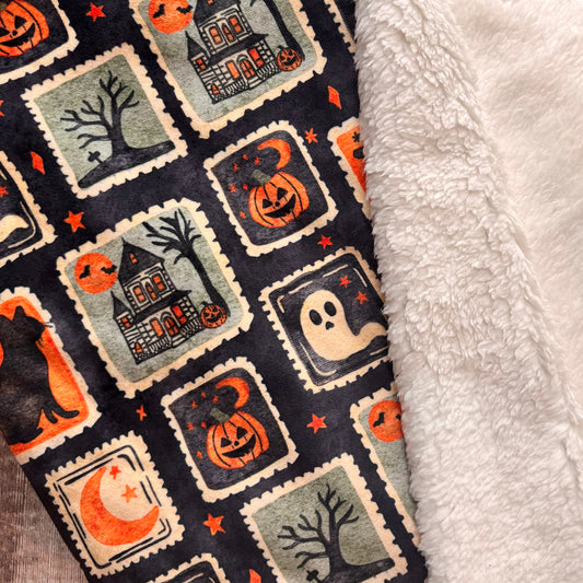 Halloween Stamps Sherpa Blanket - Pram/Buggy Size