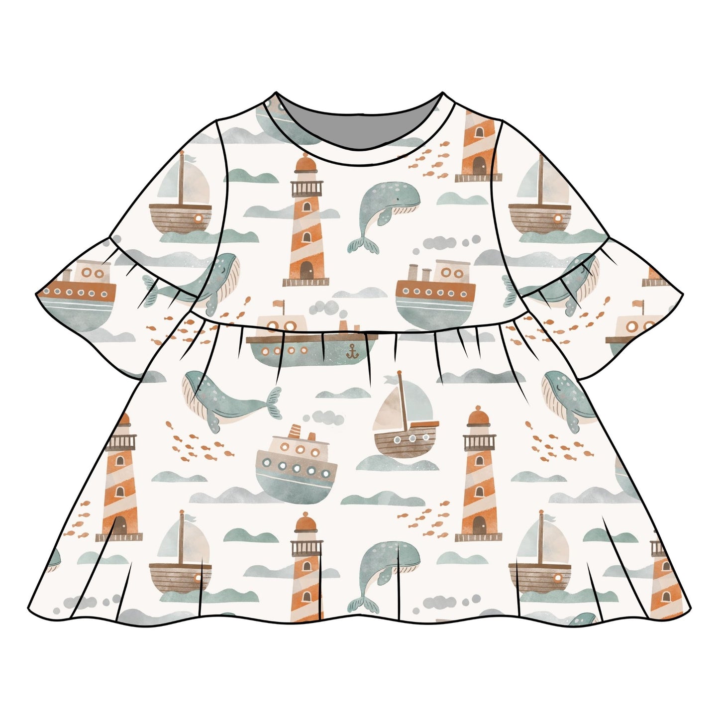 At Sea Child & Baby Sleeved Dress - 3 options