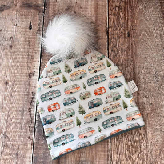 Camper Vans Bobble Hat 1-2 years (sea blue inside)