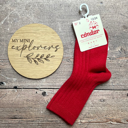 Cóndor Cotton Rib Ankle Socks - RED VELVET