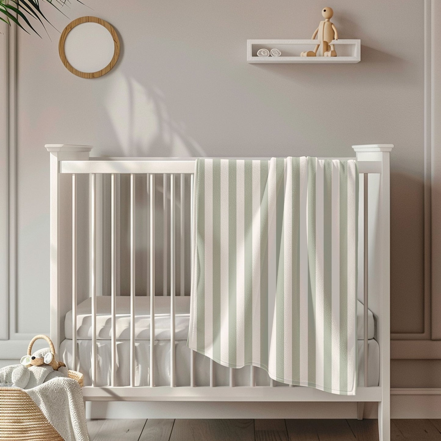 Sage Stripes Toddler & Child Sherpa Blanket