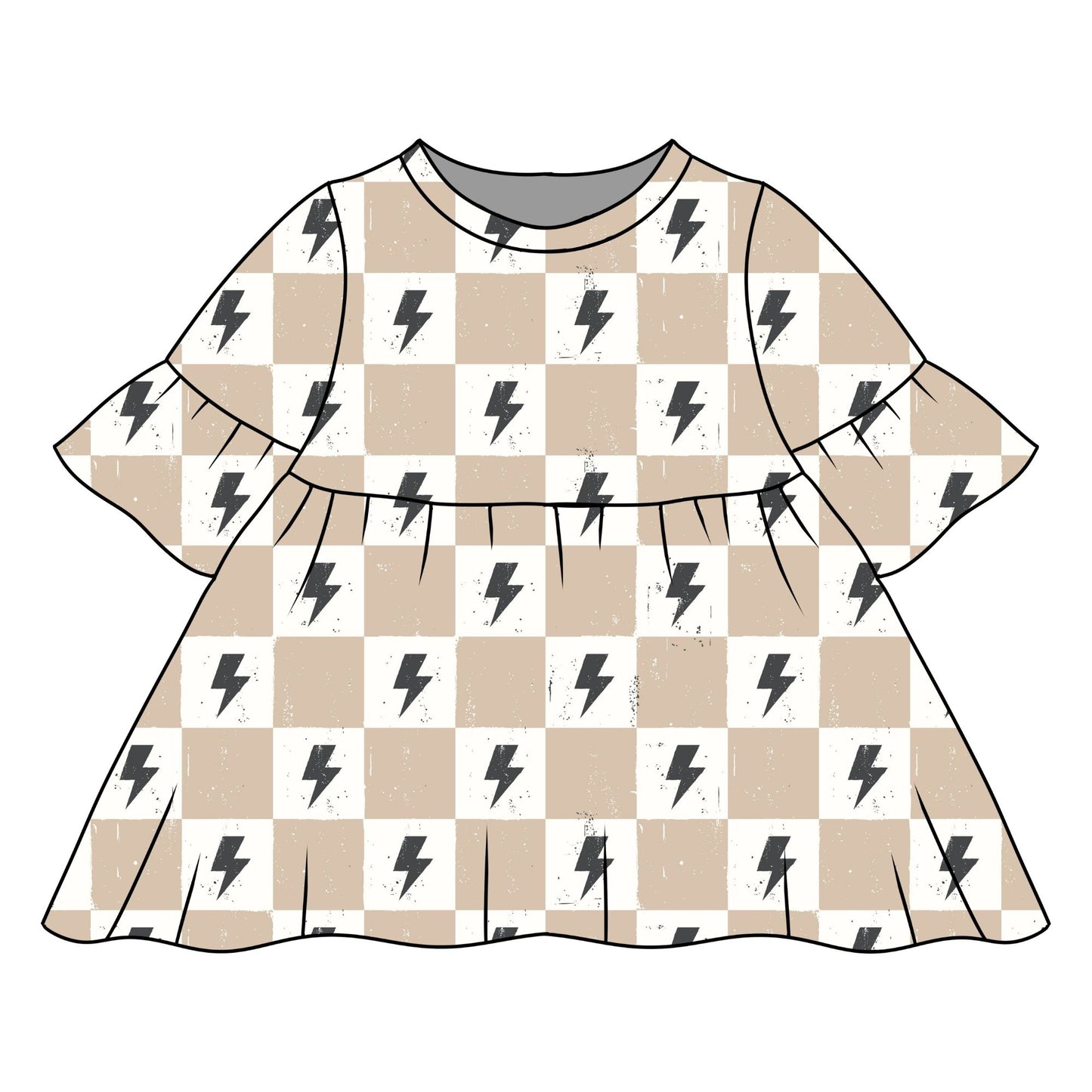 Lightning Chequers Child & Baby Sleeved Dress - 3 options