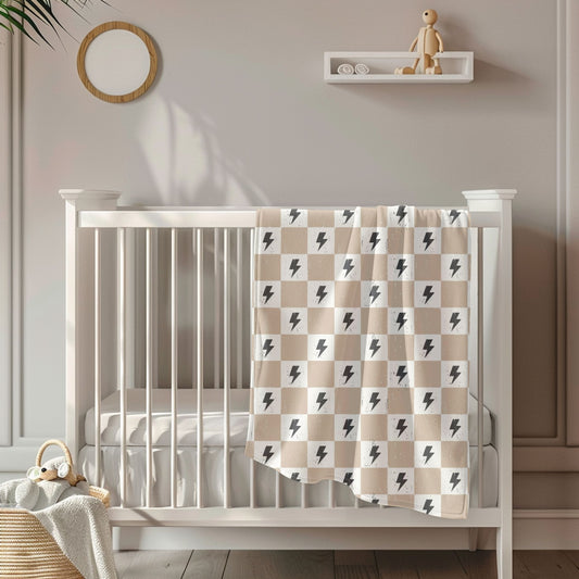 Lightning Chequers Toddler & Child Sherpa Blanket