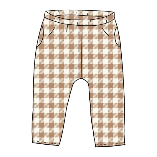 Mocha Gingham Toddler & Child Pocket Trousers