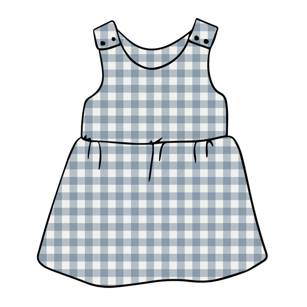 Denim Gingham Pinafore Dress