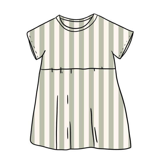 Sage Stripes Child & Baby Sleeved Dress - 3 options