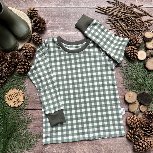Forest Gingham Child & Baby T-Shirt - Short or Long Sleeve
