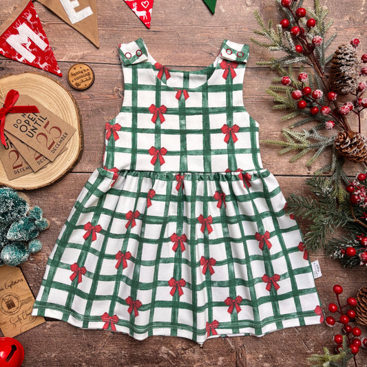 Christmas Gingham Child & Baby Pinafore Dress