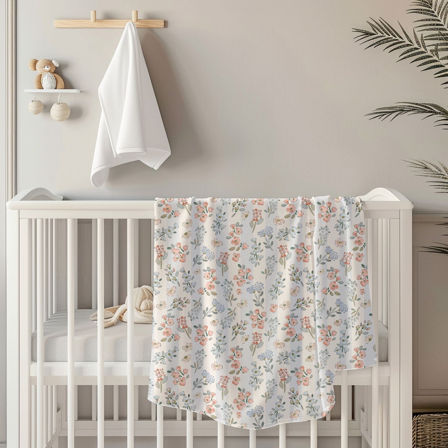 Floral Stripes Toddler & Child Sherpa Blanket