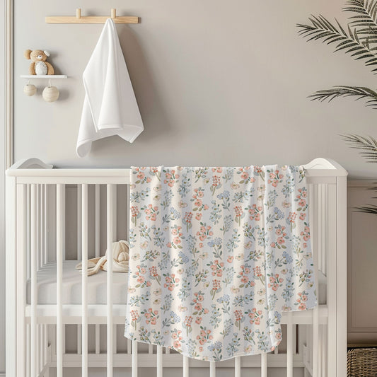 Floral Stripes Toddler & Child Sherpa Blanket