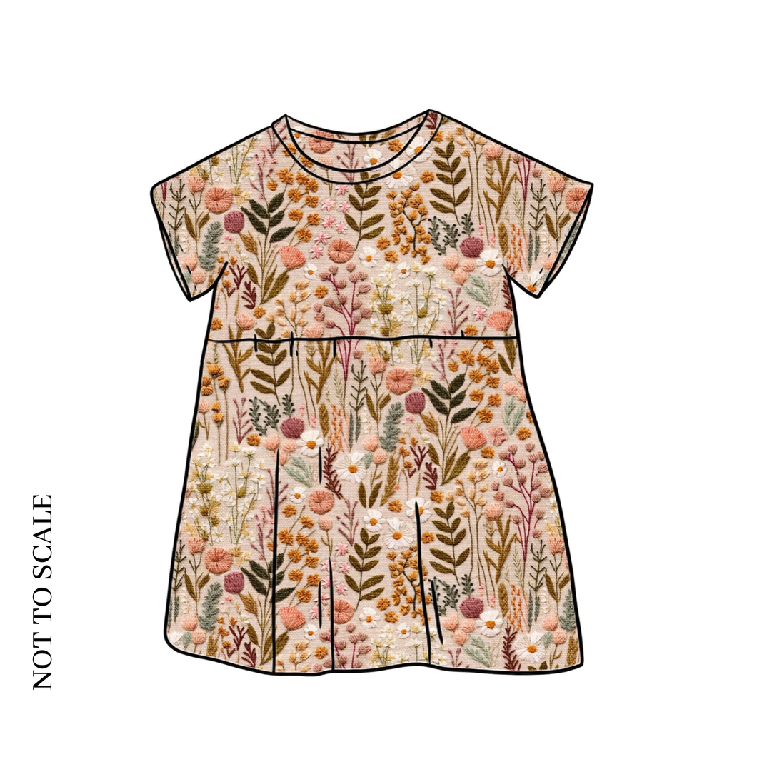 Embroidered Look Floral Short Sleeve Dress