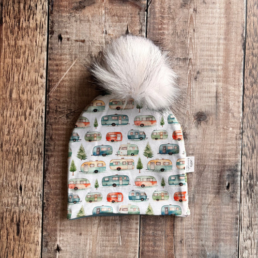 Camper Vans Bobble Hat 6-12 months (sea blue inside)