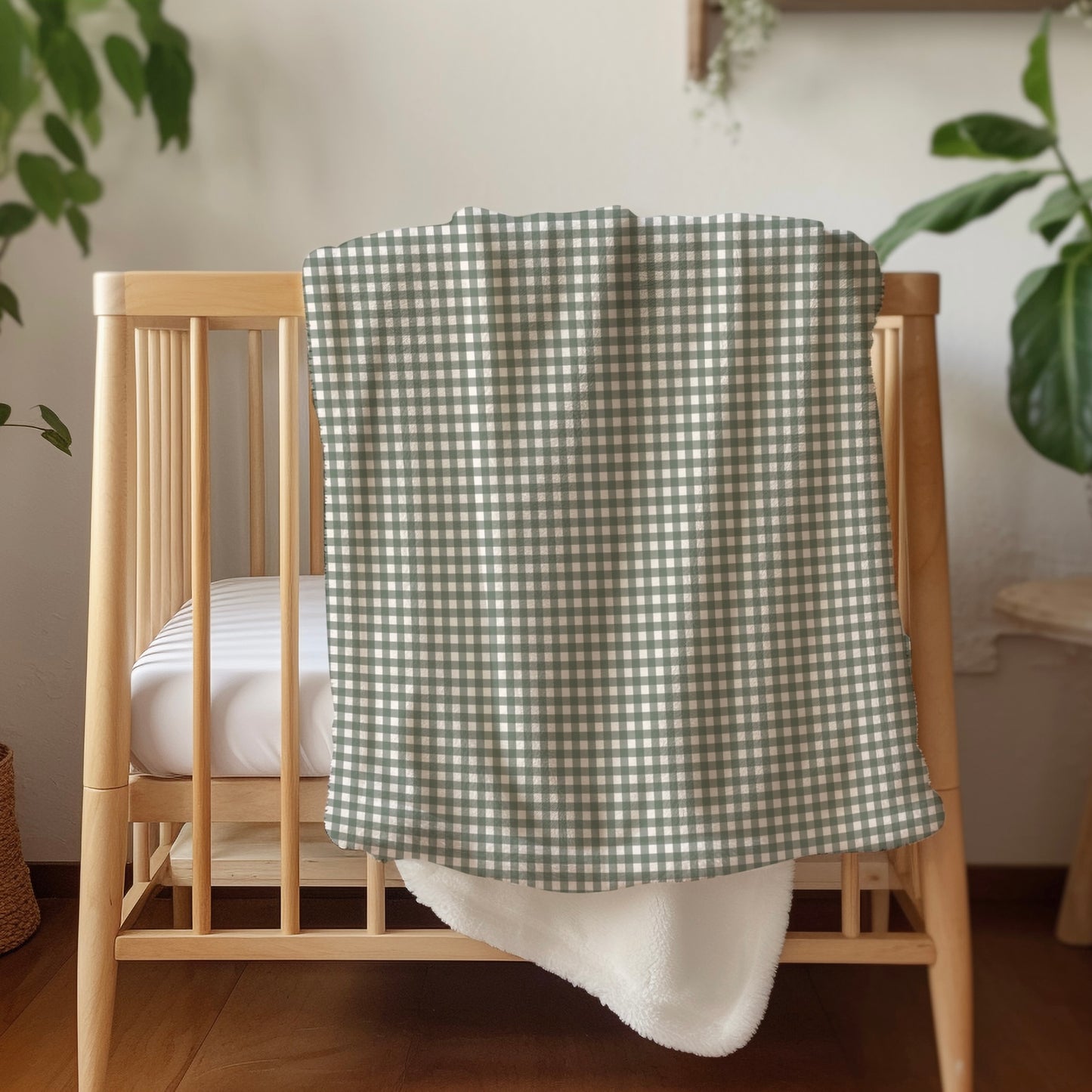 Forest Gingham Toddler & Child Sherpa Blanket