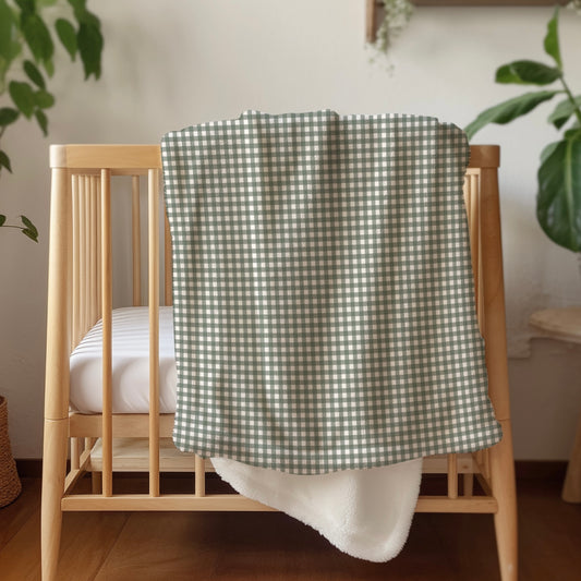Forest Gingham Toddler & Child Sherpa Blanket