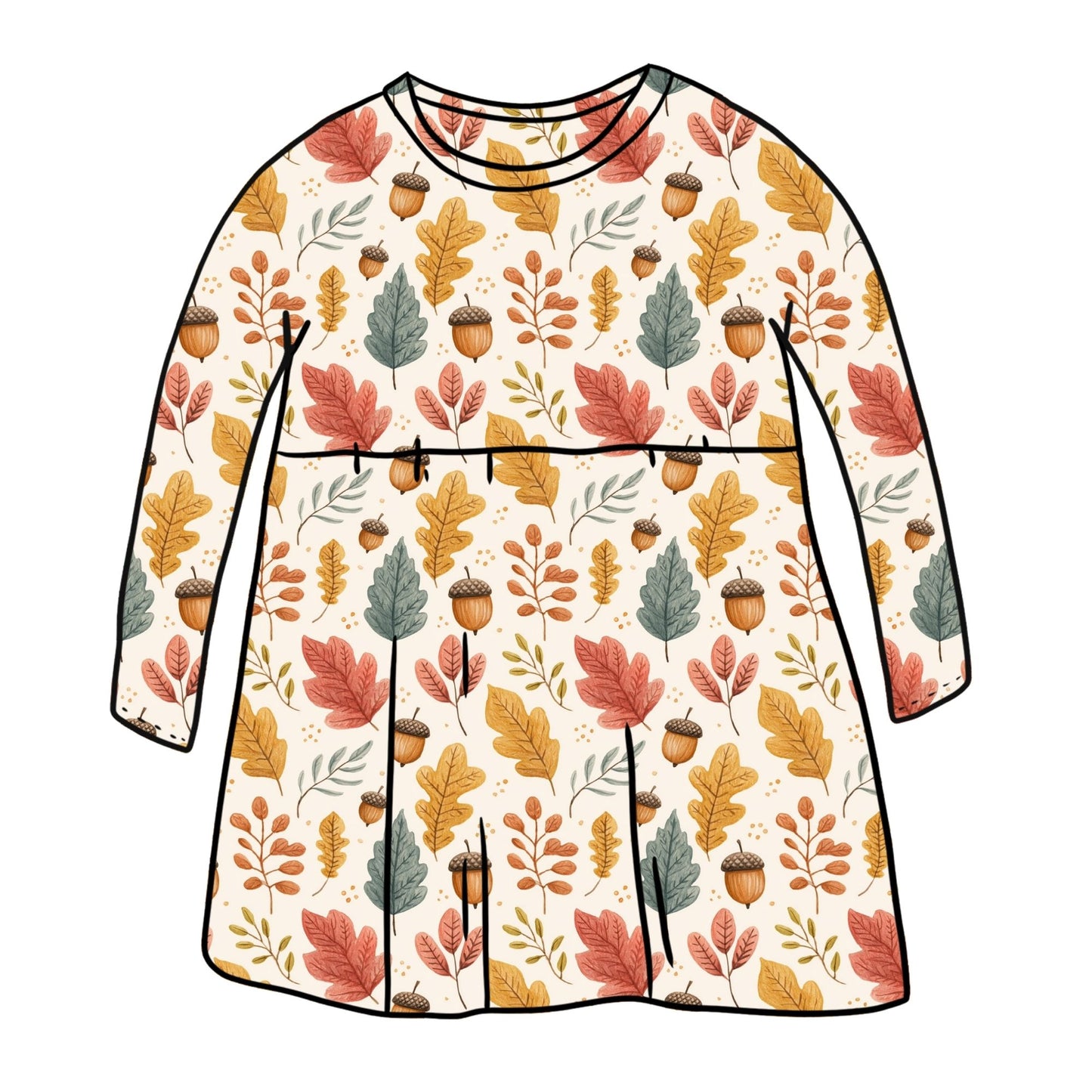 Acorns and Leaves Child & Baby Sleeved Dress - 3 options