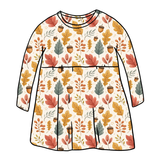 Acorns and Leaves Child & Baby Sleeved Dress - 3 options