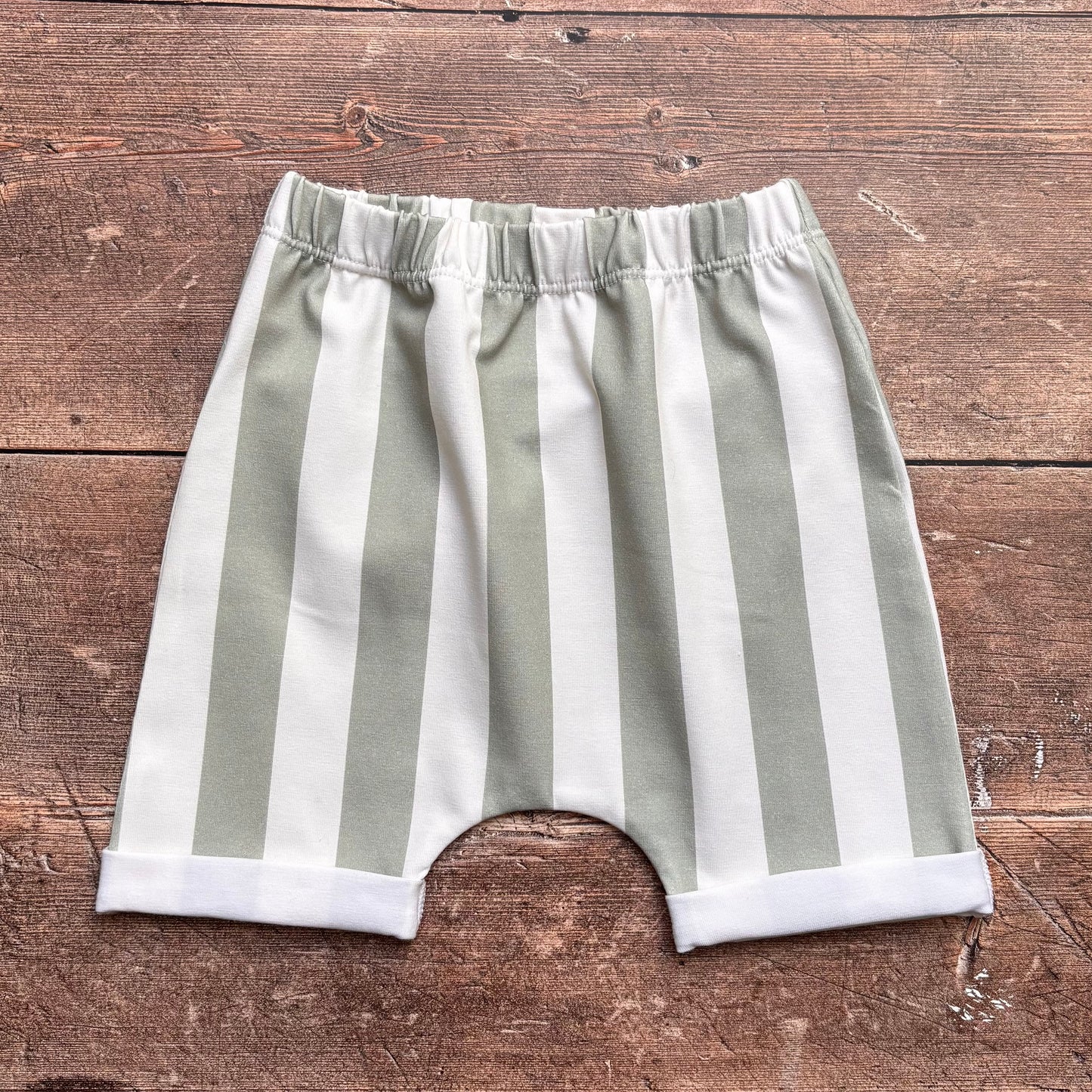 Sage Stripes Child & Baby Shorts - Rolled or Hemmed