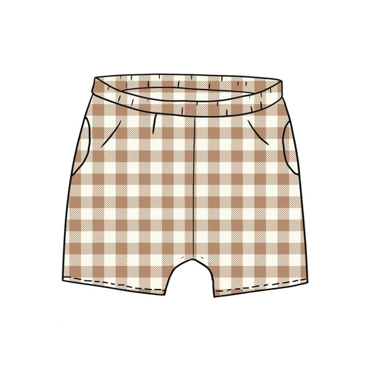 Mocha Gingham Toddler & Child Pocket Shorts