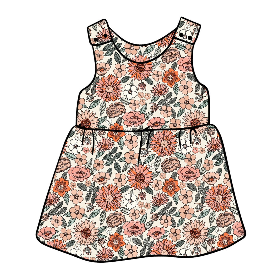 Retro Floral Pinafore Dress