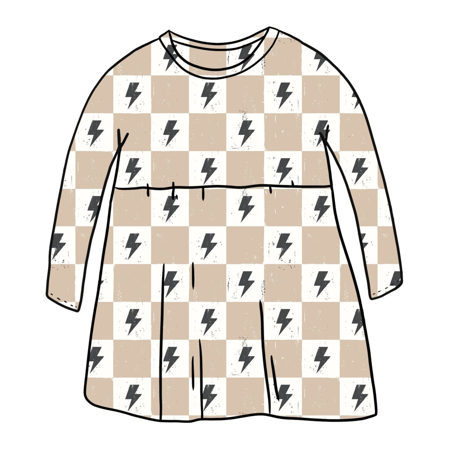Lightning Chequers Child & Baby Sleeved Dress - 3 options