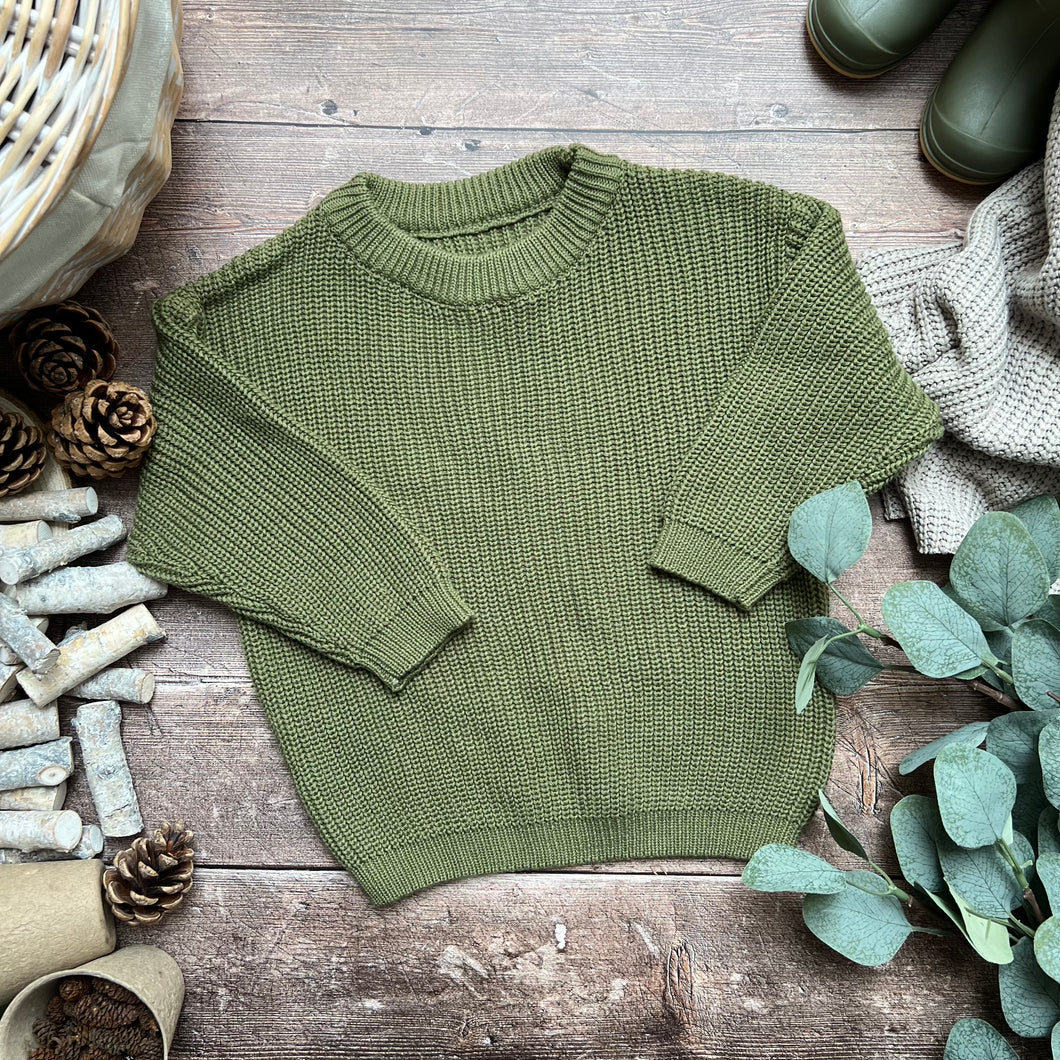 Chunky Knit Oversized Sweater - Army